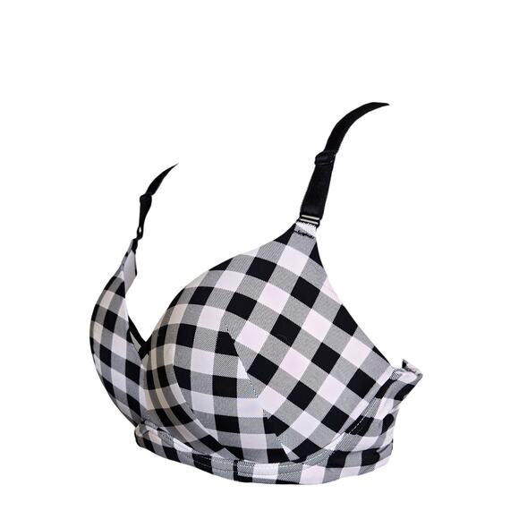 Torrid Curve Womens Push Up Bra 40C Dream Wire Free Retro Gingham Black Plunge - Picture 3 of 6